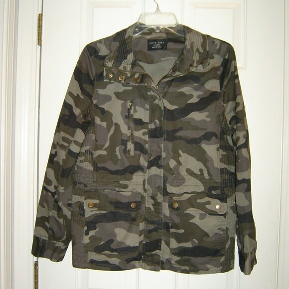 Love Tree Green Camo Utility Jacket, Women/Teen L/XL - Picture 1 of 4